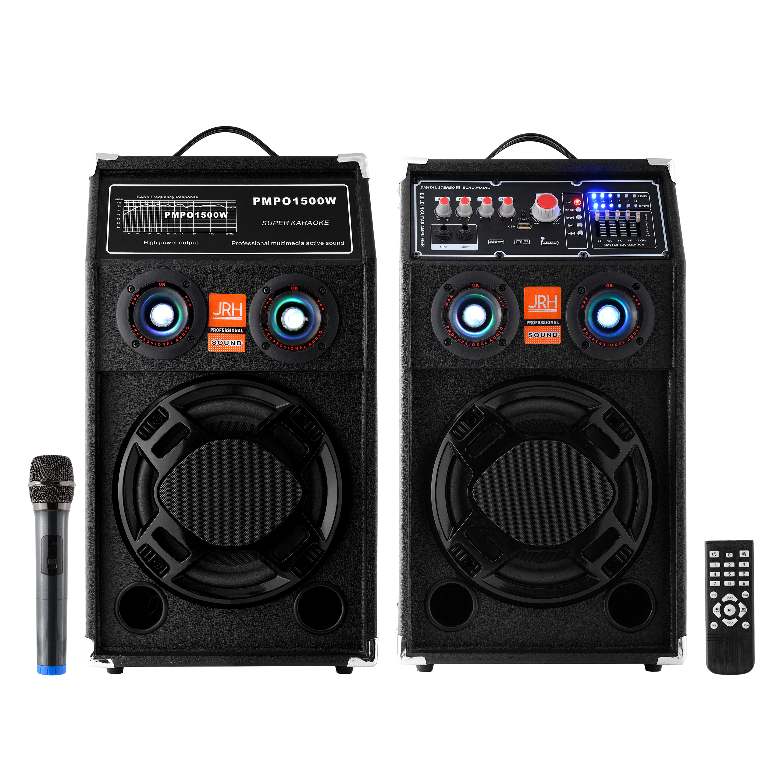 Set boxe active Bluetooth 500W EQ5+ MICROPHONE WIRELESS – JRH.ro